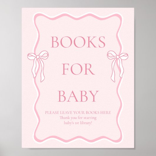 Pink Bow Baby shower Boeken voor Baby Poster (Voorkant)
