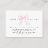 Pink Bow Baby Shower Books for Baby Card Informatiekaartje (Voorkant)