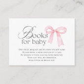 Pink Bow Baby Shower Books for Baby Informatiekaartje (Voorkant)