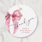 Pink Bow Baby shower Botwful Bedankt Bedankjes Labels (Voorkant)