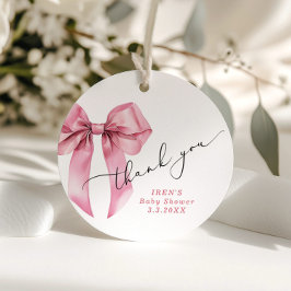 Pink Bow Baby shower Botwful Bedankt Bedankjes Labels