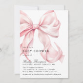 Pink Bow Baby Shower Coquette Bow Kaart (Voorkant)