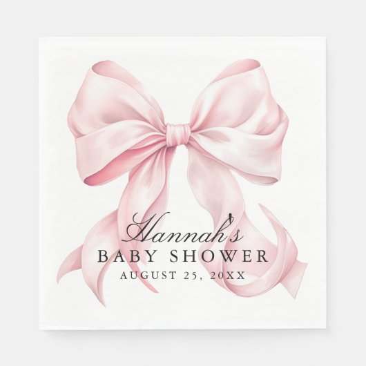 Pink Bow Baby Shower Coquette Bow Servet (Voorkant)