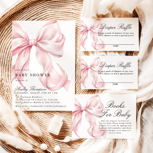 Pink Bow Baby Shower Coquette Bow Servet