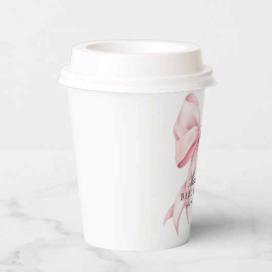 Pink Bow Baby Shower Coquette Bow Theme Papieren Bekers (Rechts)