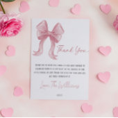 Pink Bow Baby shower Dank u kaart