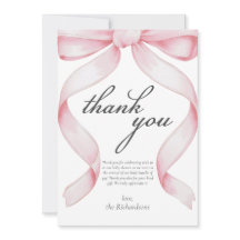 Pink Bow Baby shower Dank u kaart