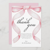 Pink Bow Baby shower Dank u kaart (Voorkant / Achterkant)