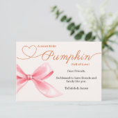 Pink Bow Baby shower Dank u kaart | elegant meisje (Staand voorkant)