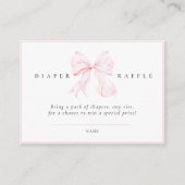 Pink Bow Baby Shower Diaper Raffle Card Informatiekaartje (Voorkant)