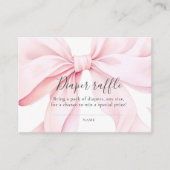 Pink Bow Baby Shower Diaper Raffle Informatiekaartje (Voorkant)