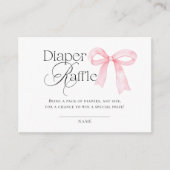 Pink Bow Baby Shower Diaper Raffle Informatiekaartje (Voorkant)