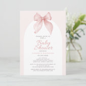 Pink Bow Baby shower Elegant Girly Kaart (Staand voorkant)