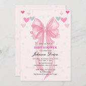 Pink Bow Baby Shower | Elegant Watercolr Kaart (Voorkant / Achterkant)