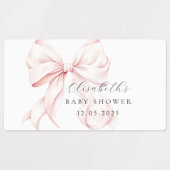 Pink Bow Baby Shower Favors Label (Design 1)