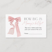 Pink Bow Baby shower Game Hoe groot is de buik van Informatiekaartje (Voorkant)
