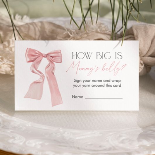 Pink Bow Baby shower Game Hoe groot is de buik van Informatiekaartje