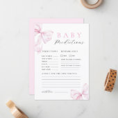 Pink Bow Baby Shower Game Notitiekaartje (Voorkant / Achterkant in situ)