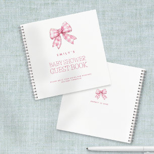 PInk Bow Baby shower Gastenboek Notitieboek