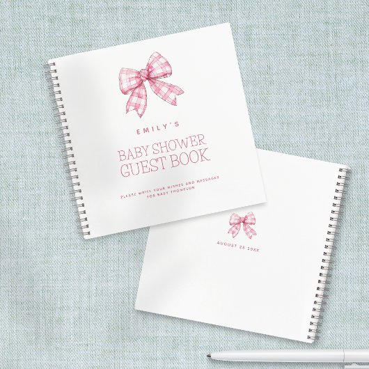 PInk Bow Baby shower Gastenboek Notitieboek