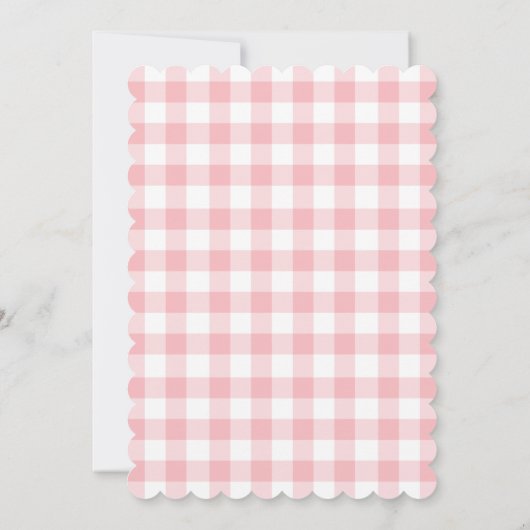 Pink Bow Baby shower Gingham Pastel Girly Elegant Kaart (Achterkant)