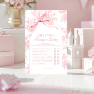 Pink Bow Baby shower Guess Mama of Daddy Game