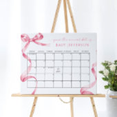 Pink Bow Baby shower Guess Vervaldatum Kalender Poster