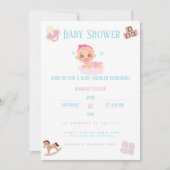 Pink Bow Baby Shower Invitation Customizable Kaart (Voorkant)