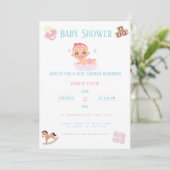 Pink Bow Baby Shower Invitation Customizable Kaart (Staand voorkant)