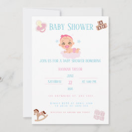 Pink Bow Baby Shower Invitation Customizable Kaart