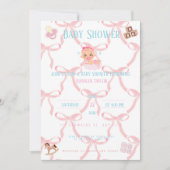 Pink Bow Baby Shower Invitation Customizable Kaart (Voorkant)