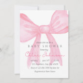 Pink Bow Baby Shower Invitation–Editable Template (Voorkant)