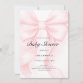Pink Bow Baby Shower Invitation | Elegant Coquette Kaart (Voorkant)