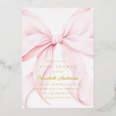 Pink Bow Baby Shower Invitation Folie Uitnodiging (Voorkant)