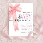 Pink Bow Baby Shower Invitation Kaart
