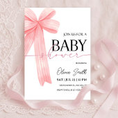 Pink Bow Baby Shower Invitation Kaart