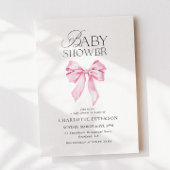 Pink Bow Baby Shower Invitation Kaart