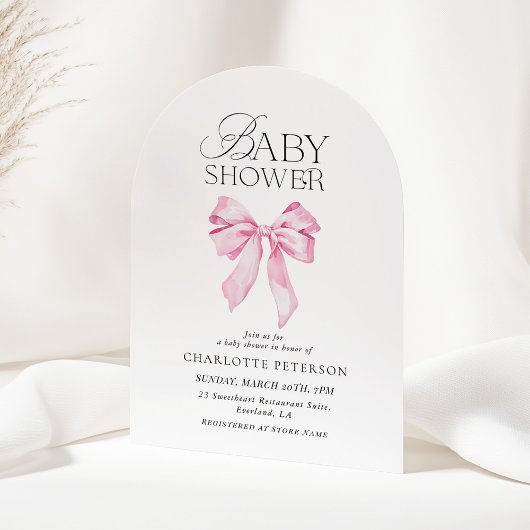 Pink Bow Baby Shower Invitation Kaart