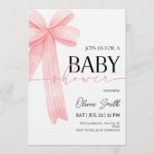 Pink Bow Baby Shower Invitation Kaart (Voorkant)
