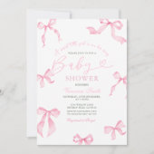 Pink Bow Baby Shower Invitation Kaart (Voorkant)