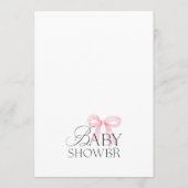 Pink Bow Baby Shower Invitation Kaart (Achterkant)