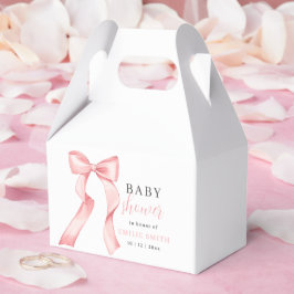 Pink Bow Baby shower Invitation, Roze Coquette Bedankdoosjes