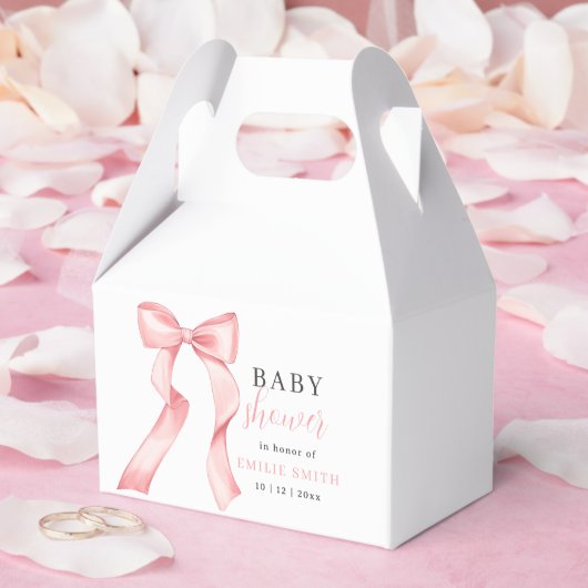 Pink Bow Baby shower Invitation, Roze Coquette Bedankdoosjes (Huwelijk)