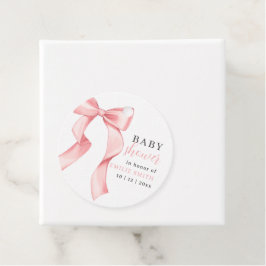Pink Bow Baby shower Invitation, Roze Coquette Bedankjes Labels
