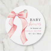 Pink Bow Baby shower Invitation, Roze Coquette Bedankjes Labels (Voorkant)