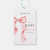 Pink Bow Baby shower Invitation, Roze Coquette Cadeaulabel (Voorkant)
