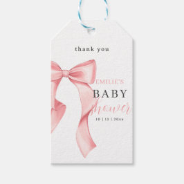 Pink Bow Baby shower Invitation, Roze Coquette Cadeaulabel