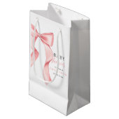 Pink Bow Baby shower Invitation, Roze Coquette Klein Cadeauzakje (Voorkant Gekanteld)