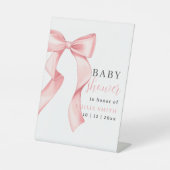 Pink Bow Baby shower Invitation, Roze Coquette Reclamebord Met Voetstuk (Voorkant)