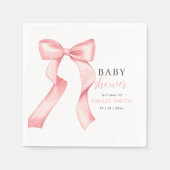 Pink Bow Baby shower Invitation, Roze Coquette Servet (Voorkant)